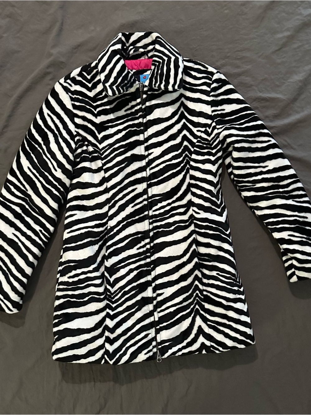 Mudd Zebra-Print Faux Fur Jacket - Black & White